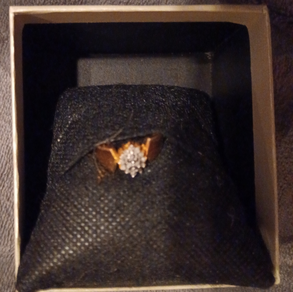 18k gold over 925 sterling silver. Diamond ring. Size 7.